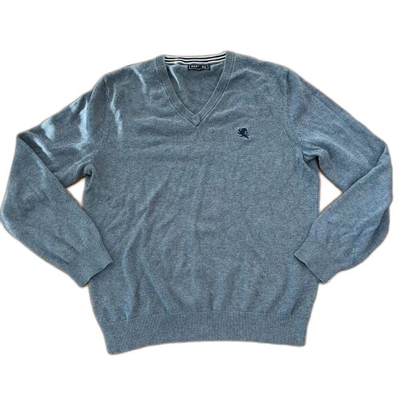 Express Grey V Neck Sweater Mens Medium Cotton - Picture 1 of 7